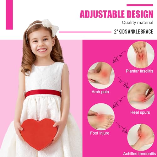 Tarpop 2 Pairs Kids Ankle Brace, Compression Sleeves, M+S, Pink,Black - color: Pink,Black, size: Small,Medium