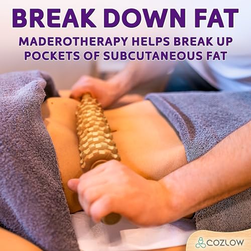 Wooden Massage Roller Stick, 12 Rollers, Curved Wood Therapy Massage Tool