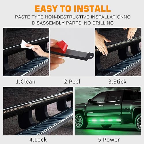 XRIDONSEN 2PCS 70 inch Running Board Lights 864 LED Strobe Light Strip - color: Green/White