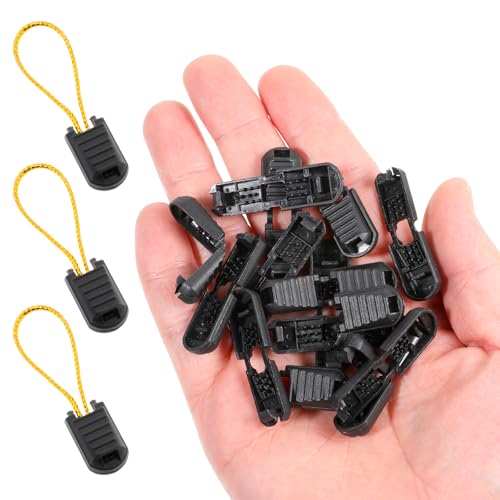 25 Pack Zipper Pull Tabs Cord Ends Tips, Shoe Lace End Tips Cord Lock Clips Cords Ends Tip Zipper Clips Replacement Quick No Tied Shoelace for Handbags Backpacks Marathon Running Shoe