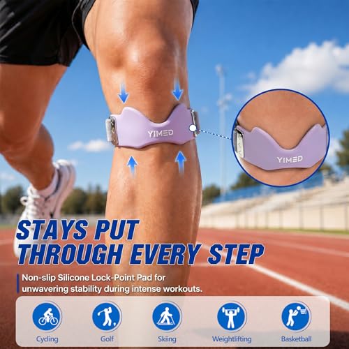 Patellar Tendon Support Strap, Silicone Knee Band for Pain Relief, Purple - color: Purple 1 Pack