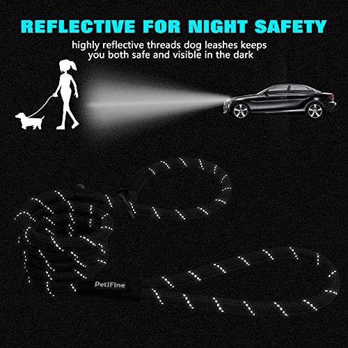 PetiFine Slip Lead Dog Leash Reflective, 6FT x 1/2" Heavy Duty Slip Leash - color: Black, size: 1/2" x 6 FT