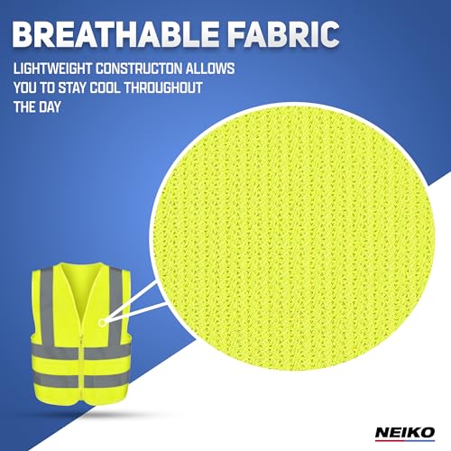 Neiko High Visibility Safety Vest ANSI Class 2, 2 Pockets - size: 4X-Large