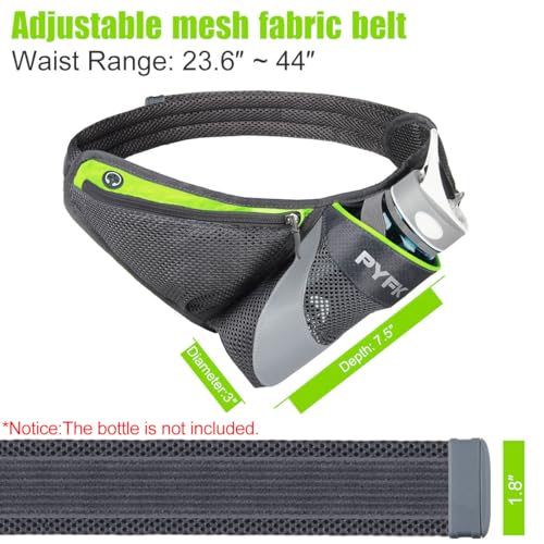 PYFK Running Belt Hydration Waist Pack with Water Bottle Holder for Men Women Waist Pouch Fanny Bag Reflective - color: Green