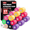 27 Pack Pre Wrap Tape, 9 Colors 2.76 Inch x 11 Yards Prewrap Athletic Tape - color: 9 Colors-27 Pack