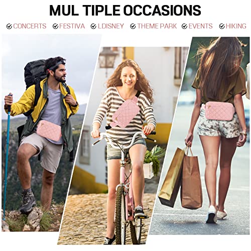 CXWMZY Fashion Fanny Packs for Women & Men, Girls Boys Teens Waist Bag Hip Bum Bag Cute Fanny Pack Casual Bum Bag with Multi-Pockets Adjustable Belts for Disney Traveling Cycling Running (Pink) - color: Pink