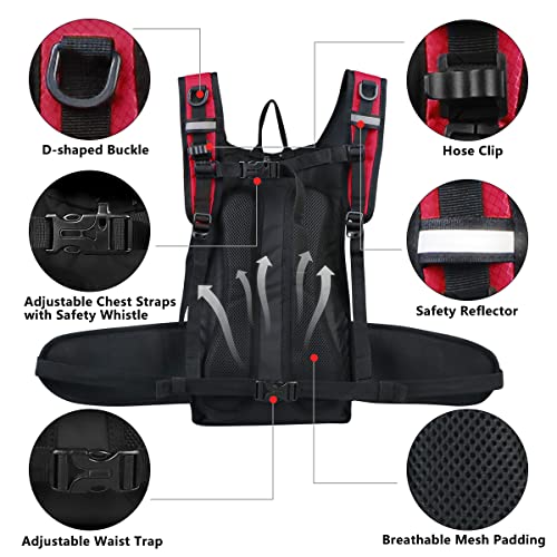 Hydration Backpack with 3L Water Bladder, Small Hydration Pack Backpack for Men Women, Lightweight Water Backpack with Cooler Layer for Running, Biking, Hiking - color: Red