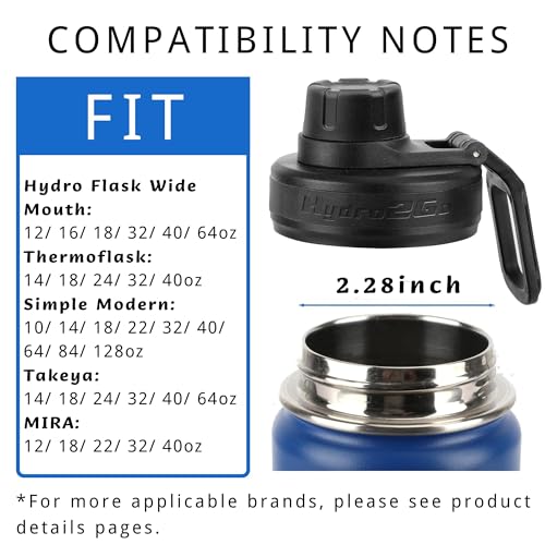 Spout Lid Replacement for Hydro Flask Wide Mouth 12, 16, 18, 32, 40, 64 OZ, Chug Lid for Thermoflask with Handle, Replacement Lid for Wide Mouth Water Bottle 2.28in - color: Spout Lid-B