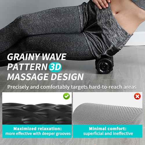 Vibrating Foam Roller,Electric Deep Tissue Massage Roller for Muscle Recovery & Back Pain Relief,4-Speed High Intensity Trigger Point Foam Roller with Carry Bag,Rechargeable Yoga Fitness Roller Black