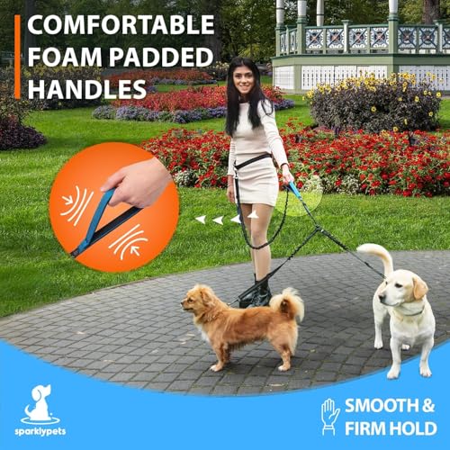 SparklyPets Hands Free Dual Dog Leash, Small (Gray) - color: Gray, size: 2 dogs S