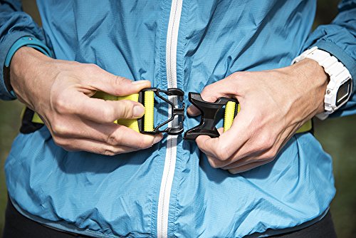 Nathan Peak Running Hydration Waist Pack Belt w/ Speed Draw Flask Water Bottle, 18oz/535 ml Push/Pull Race Cap, Expandable Zippered Stretch Pocket - color: Black