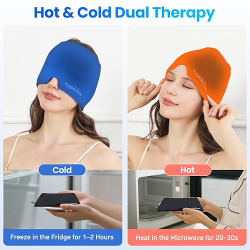 Migraine Relief Cap, Reusable Cold Compress Headband,1pcs - color: Black‑eyemask