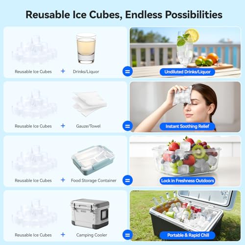 360Pcs Reusable Ice Cubes for Drinks, Refreezable Plastic Ice Cubes - color: White