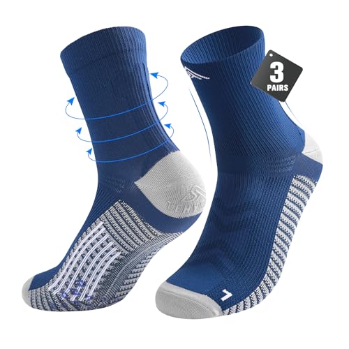 Mens Compression Running Socks: 15-20 mmHg Arch Support Non-Slip - color: E-blue Blue Blue, size: 13-16