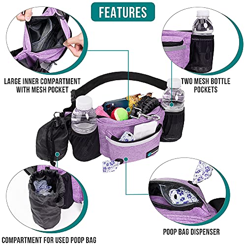 PetAmi Dog Fanny Pack, Treat Pouch for Dog Walking Training, Purple - color: Purple