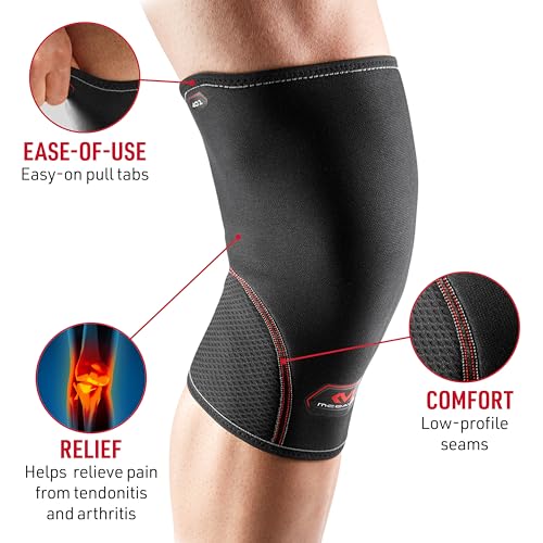 McDavid Knee Compression Sleeves. Lightweight Neoprene Support, Men/Women, for Left & Right Knee, Fits Men & Women, Includes 1 Sleeve, Black - size: Large