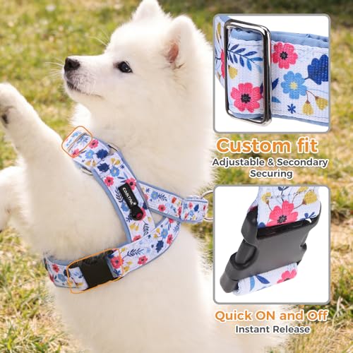 KOOLTAIL No Pull Harness Medium Size Dog with Handle, Easy Walk Puppy Vest Harness Neck & Chest Soft Paded Adjustable, Reflective & Lightweight Escape Proof Breathable Mesh Pet Running Harness, Blue M