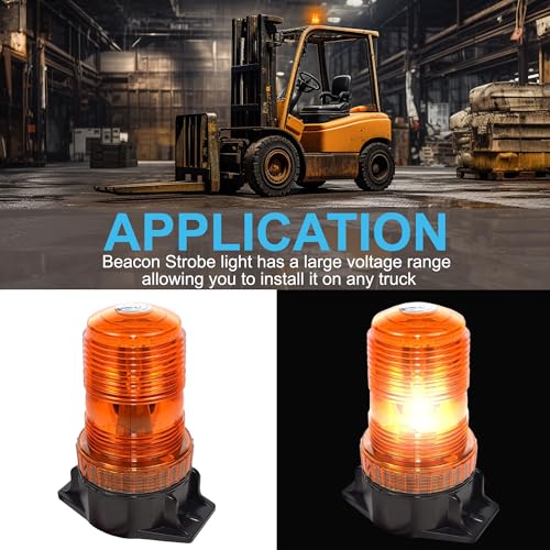 HQRP 360 Degrees 12-100V 30-LED Strobe Light Amber Mini Beacon for Safety Work & Maximum Visibility Truck, Heavy Vehicle, Forklift, Tractor, Golf Cart, Postal Car, Snow Plow etc. - size: Permanent Mount