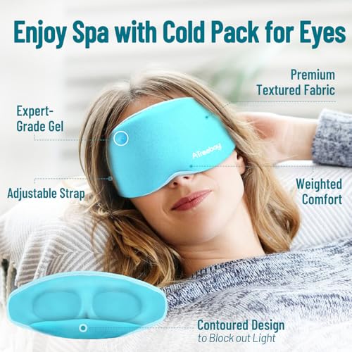 Cooling Eye Mask for Puffy Eyes, Ice Eye Pack After Surgery Relief - Reuable Cold Compress for Dry Eye - Comfortable Perfect Fit Gel Sleep Mask, Light Blue of 3D - color: Light Blue of 3d