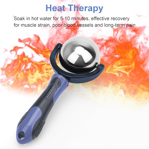 Cold Massage Roller Ball with Handle-Back Muscle Metal Ice Roller Ball Tool - color: Blue