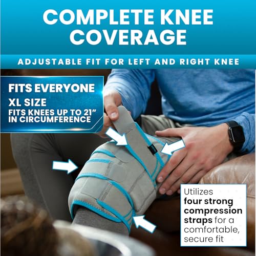 Vive Knee Ice Pack Wrap - Cold/Hot Gel Compression Brace for Pain Relief - color: Gray