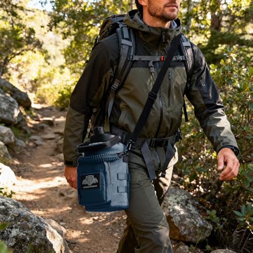 NATURE PIONEOR 32 64 128oz Tactical Water Bottle Pouch, MOLLE Bottle Holder - color: Deep Blue, size: 128OZ/YT Half Gallon