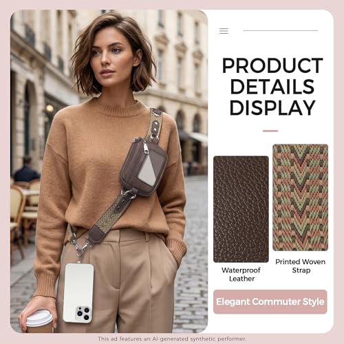 Phone Lanyard Wallet Crossbody Strap To Save The Bag For Girls - color: Coffee
