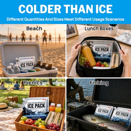 Reusable Ice Packs for Coolers Long Lasting Gel Freezer Packs for Cooler Bag Lunch Box,Keeps Food Cold Fresh (Small Set of 4P) - size: Small-4pk