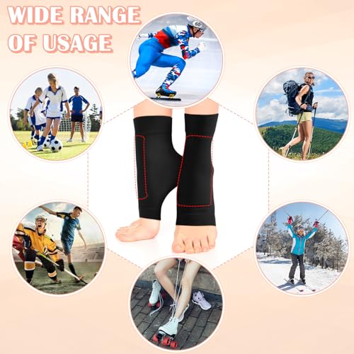 Geyoga 2 Pairs Ice Skating Socks for Women Figure Skating Protect Tendon Heel Ankle Padded Guards Sleeve Pad Ski Splints(Mixing Color) - color: Black Color