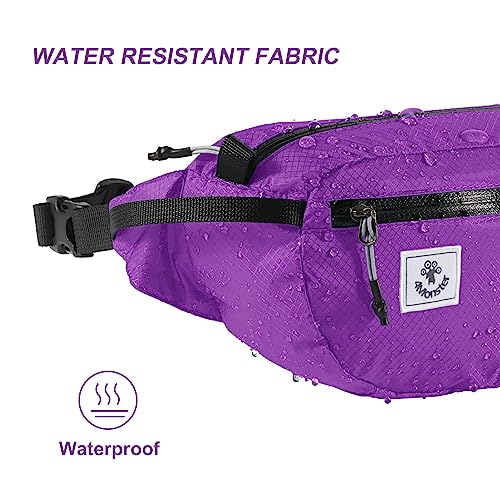4Monster Hiking Waist Packs Portable,Water Resistant Fanny Bag with Adjustable Strap,Lightweight Crossbody Chest Bag Slim Bag - color: Purple