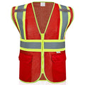 High Visibility Reflective Safety Vest with Zipper and Pockets Red,M - color: Red, size: Medium