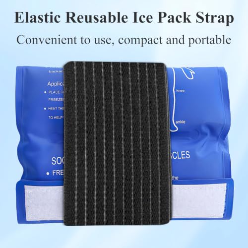 4-Pack Ice Pack Straps,35.5"x3"Elastic Ice Pack Wrap Holder with Hook&Loop - color: Black