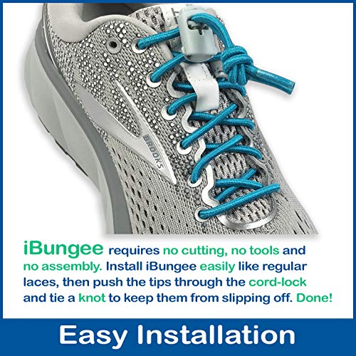 IBUNGEE LACES (Elastic No Tie Shoelaces (Made in the USA) - color: Teal, size: 22-inch
