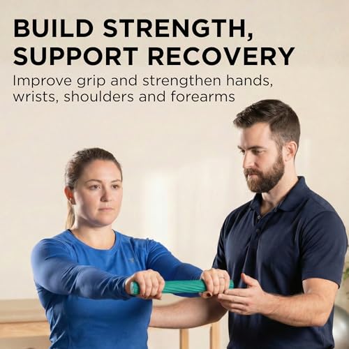 THERABAND FlexBar, Flex Bar, Physical Therapy, Tennis Elbow, M, Green - color: Green - Medium