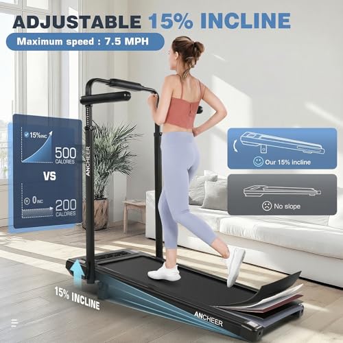 ANCHEER 15% Incline Treadmill with Desk Workstation & Adjustable Height
