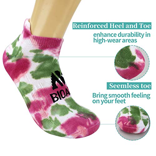 BIOAUM Women's Cotton Athletic Ankle Socks, Cushioned for Running, 6 Pairs - color: (Tie Dye)-6 Pairs, size: 8-10