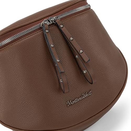 Montana West Crossbody Bag for Women, Vegan Leather Bum Bag with Coin Purse - color: Coffee