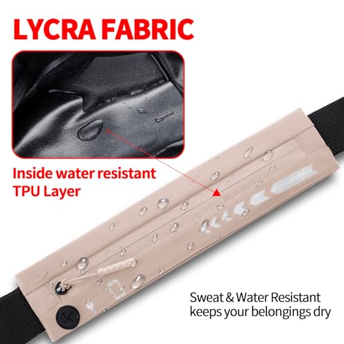 USHAKE Slim Running Belt Women Men, Bounce Free Fanny Pack Phone Holder - color: Pink