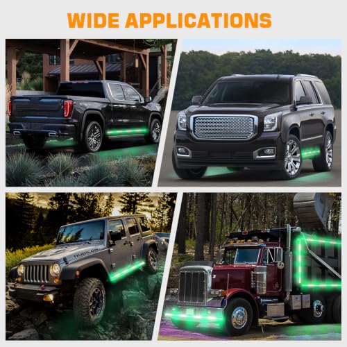 XRIDONSEN 2PCS 70 inch Running Board Lights 864 LED Strobe Light Strip - color: Green/White