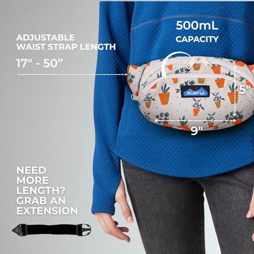 KAVU Canvas Spectator Belt Bag, Cotton Fanny Pack for Travel - color: Potted Plants