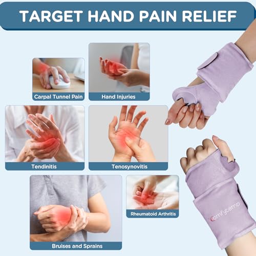 Comfytemp Wrist Ice Pack Wrap Carpal Tunnel Relief Wrist Brace 2 Packs - color: Purple, size: 20"x4"