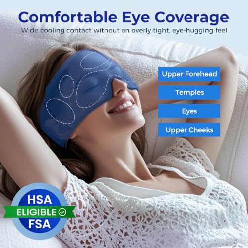 Cooling Gel Eye Mask for Puffy Eyes, Reusable Cold Compress, Soft Gel Fit - color: Blue