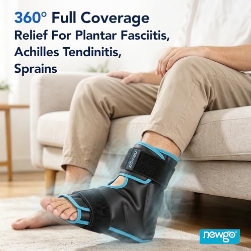 NEWGO Foot Ice Pack Wrap, Cold Compression for Plantar Fasciitis, Black - color: Black-1 Pack