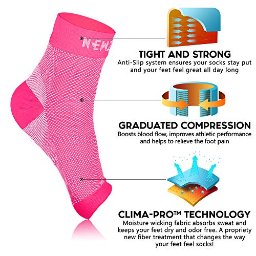 NEWZILL Plantar Fasciitis Socks Arch Support Foot Care Compression Sleeve - color: Pink, size: XX-Large