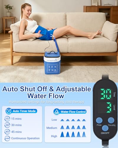 Cold Therapy Machine for Hip, 15.8Qt Large Ice Machine with Temp Display & Pressure Regulator, Cryotherapy Leak-Proof Hip-Specific Wrap, Whisper-Quiet Pump & 4 Timer Settings