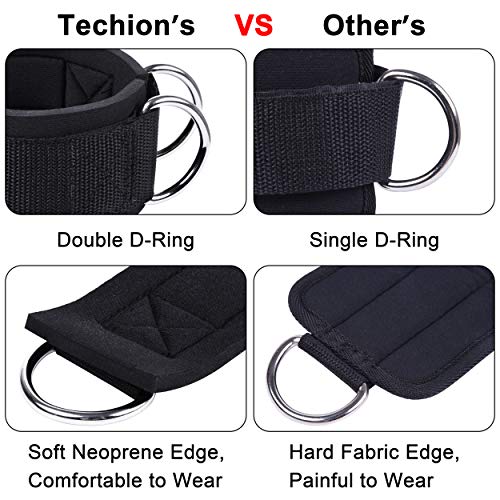 1 Pair Adjustable Fitness Ankle Strap with Double D-Ring - color: Black