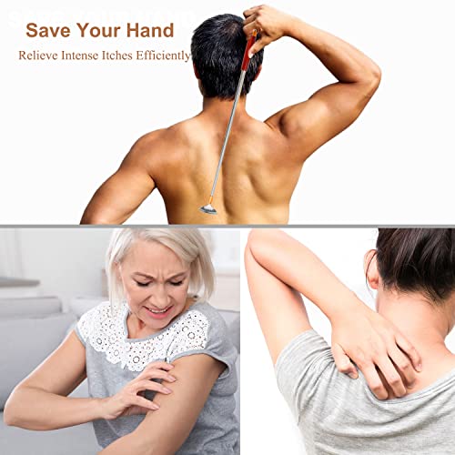 2Pcs Back Scratchers Extendable with Wood Handle & Massage Roller - color: Dark Red-2pack