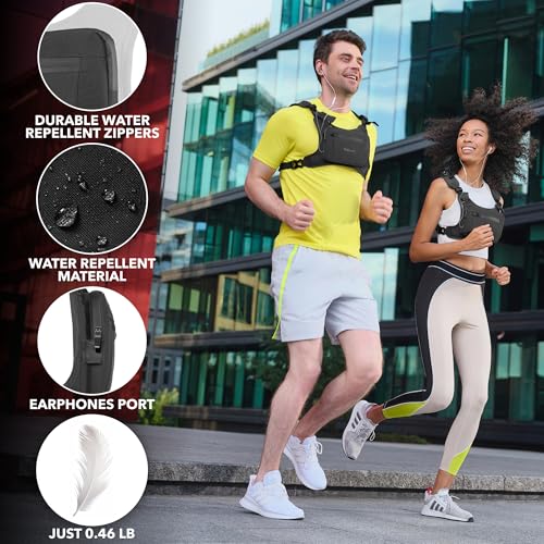 Running Chest Pack, Reflective Vest, Water Repellent, Phone Holder, Workout Bag for Runners, Cycling, Biking, EDC Pouch, Jogging Carrier, Hidden Pocket, Men & Women, Lightweight - color: Black