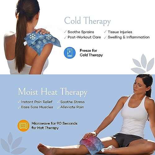 SacksyThyme Microwave Heating Pad for Pain Relief, Flaxseed & Cherry Pit Herbal Heating Pad, Hot Cold Therapy (Sky Blue) - color: Sky Blue