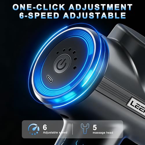 LEERCON Massage Gun with Heat, Deep Tissue Back Massager Gun Gifts for Men - color: E-black